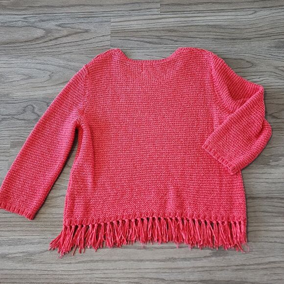 Ruby Rd. Favorites Geranium Sweater With Fringe and Decorative Beads sz X-Large - Picture 5 of 10